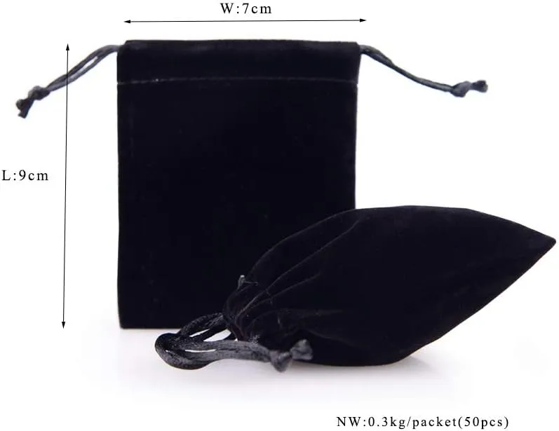 Oirlv 50PCS velvet jewelry storage bags small accessories collected Drawstring Pouches display and gifts For Weeding Party(Black)