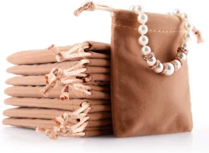 Oirlv 50PCS Velvet Jewelry Storage Bags Small Accessories Collected Drawstring Pouches display and gifts For Weeding Party(Coffee)