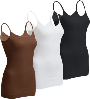 OLCHEE Women's 3PACK Shapewear Tank Tops Tummy Control - Seamless Slimming Body Shaper Top Regular and Plus Size
