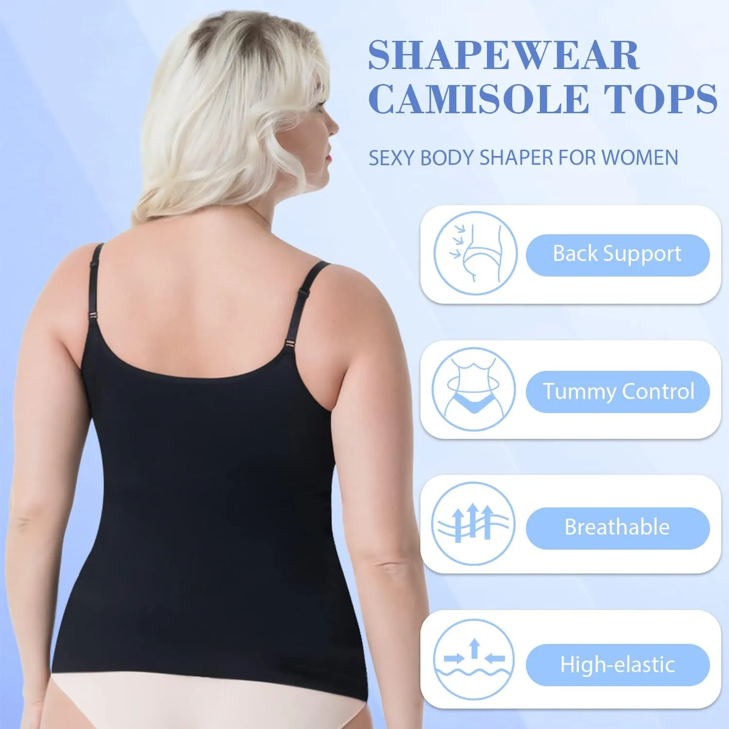 OLCHEE Women's 3PACK Shapewear Tank Tops Tummy Control - Seamless Slimming Body Shaper Top Regular and Plus Size