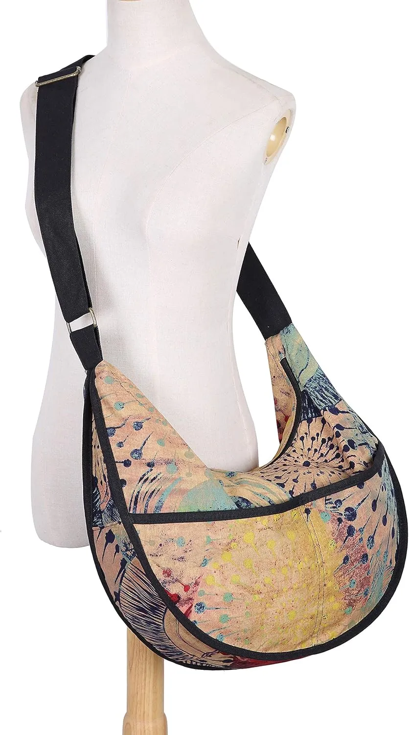 OPQRSTU Womens Hippie Large Sling Shoulder Boho Handbag canvas Crossbody Bags