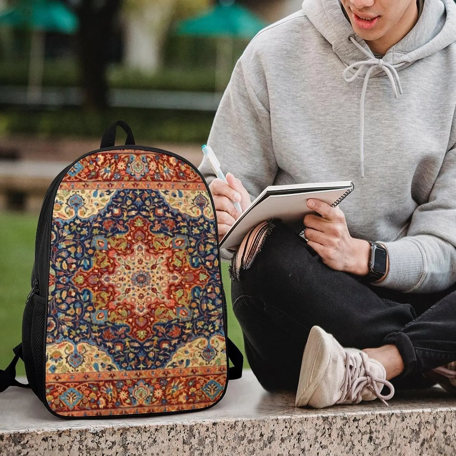 Oriental Persian Turkish Carpet Pattern Classic Large Capacity Comfortable Backpack