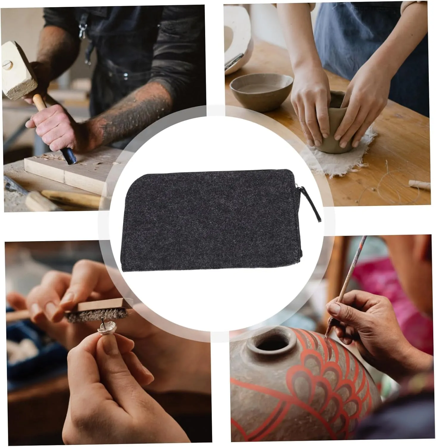 OSALADI Clay Tool Organizers Pouch Durable Felt Tool Bags for Clay Sculpture Pottery Design for Home Professional Use Scissors
