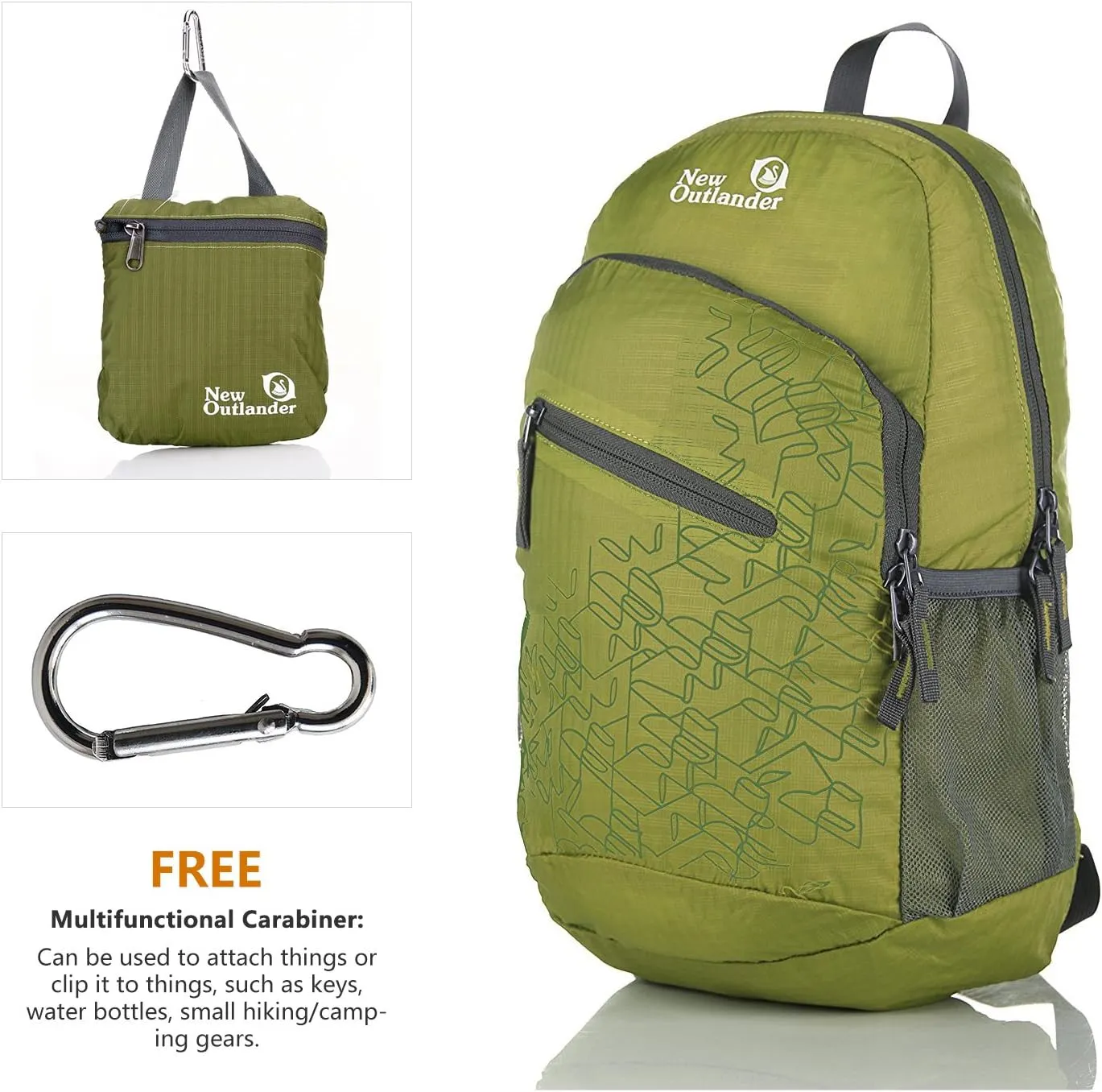 Outlander Packable Handy Lightweight Travel Hiking Backpack Daypack, Green