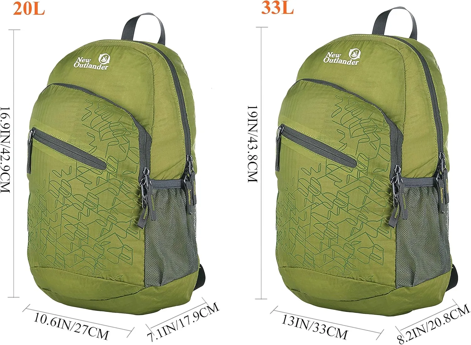 Outlander Packable Handy Lightweight Travel Hiking Backpack Daypack, Green
