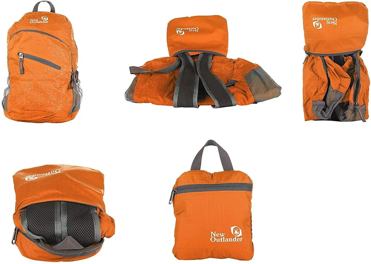 Outlander Packable Handy Lightweight Travel Hiking Backpack Daypack-Orange-L