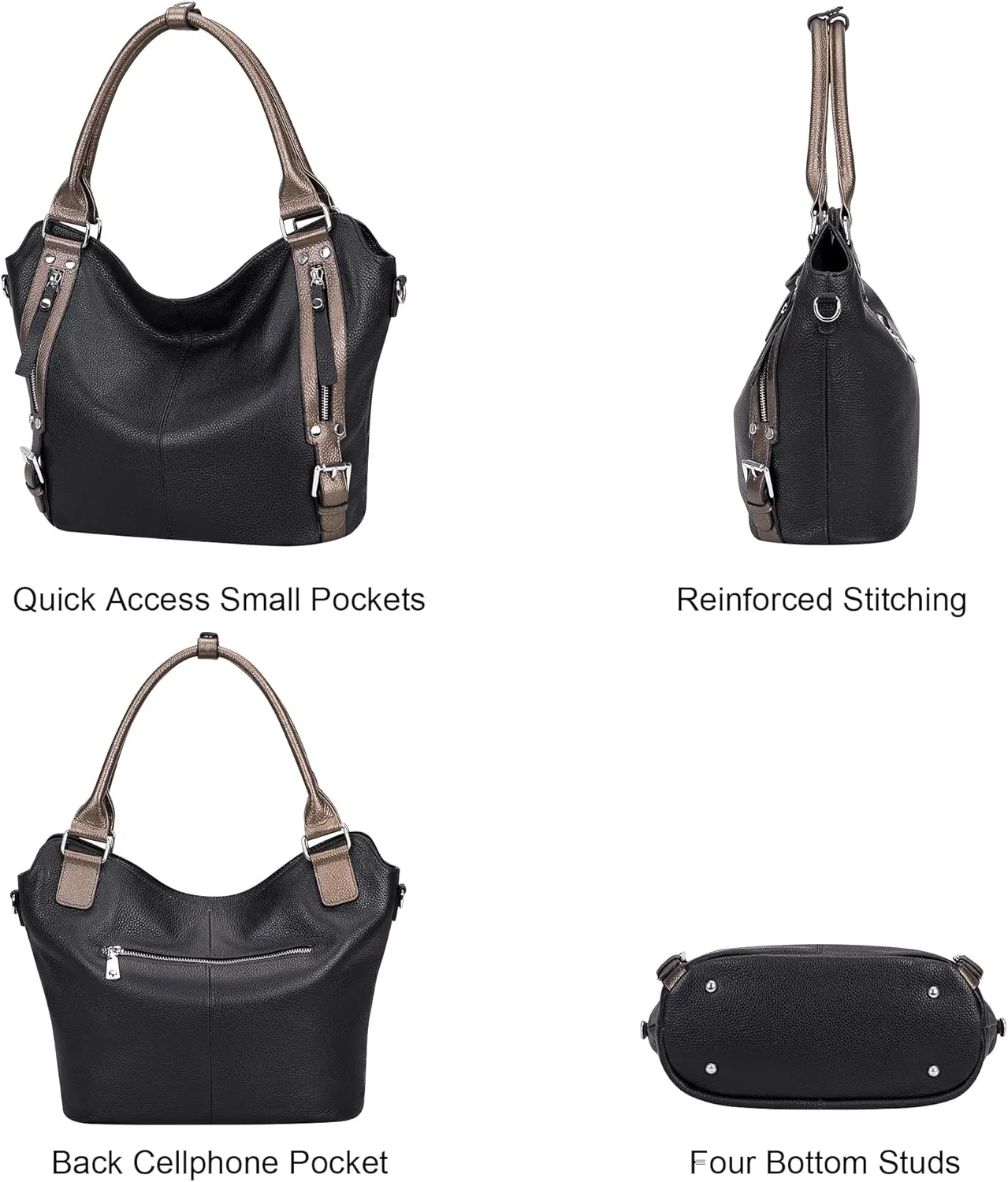 Over Earth Genuine Leather Handbags for Women Hobo Shoulder Bags Ladies Tote Bag