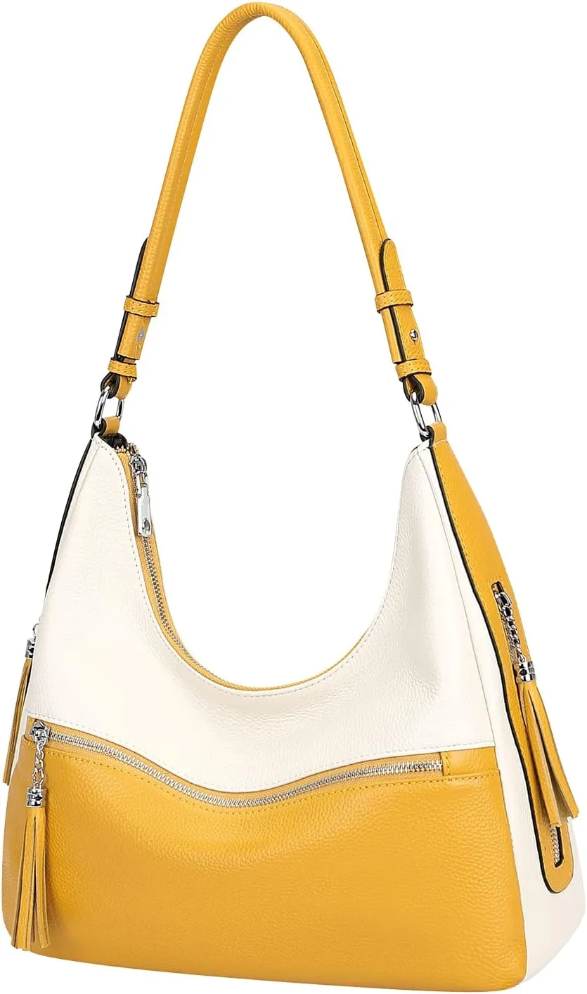 Over Earth Genuine Leather Hobo Bags for Women Medium Soft Purses Casual Shoulder Bag and Handbags