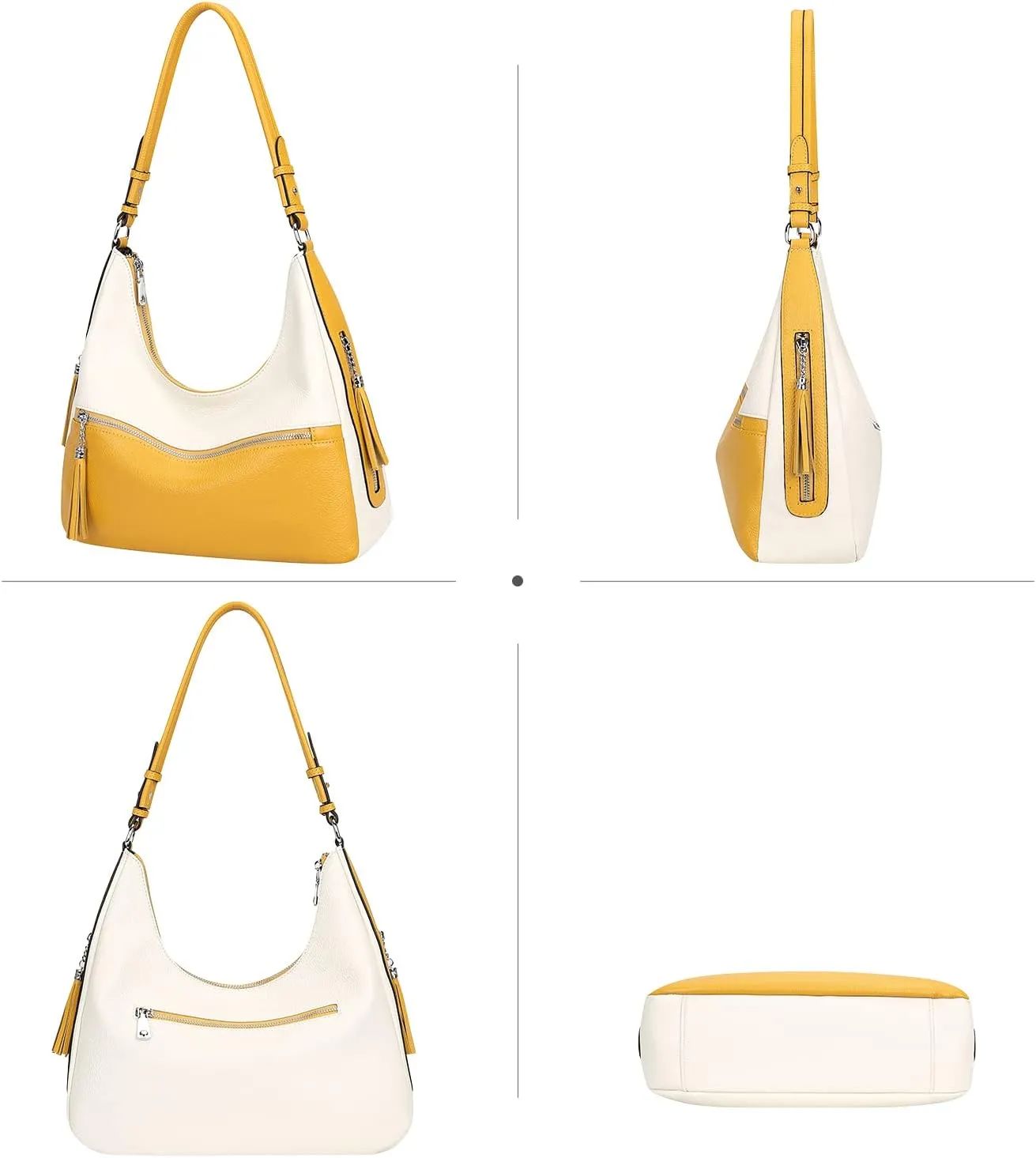 Over Earth Genuine Leather Hobo Bags for Women Medium Soft Purses Casual Shoulder Bag and Handbags