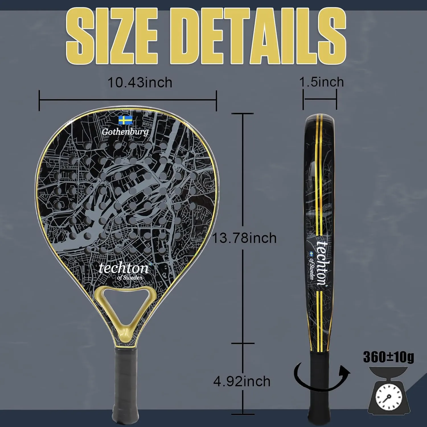 Padel Racket with 3K 12K Carbon Fiber Surface & EVA Memory Foam Core – Lightweight, Well-Balanced Paddle for Beginners and Intermediate Players – Includes Carry Bag