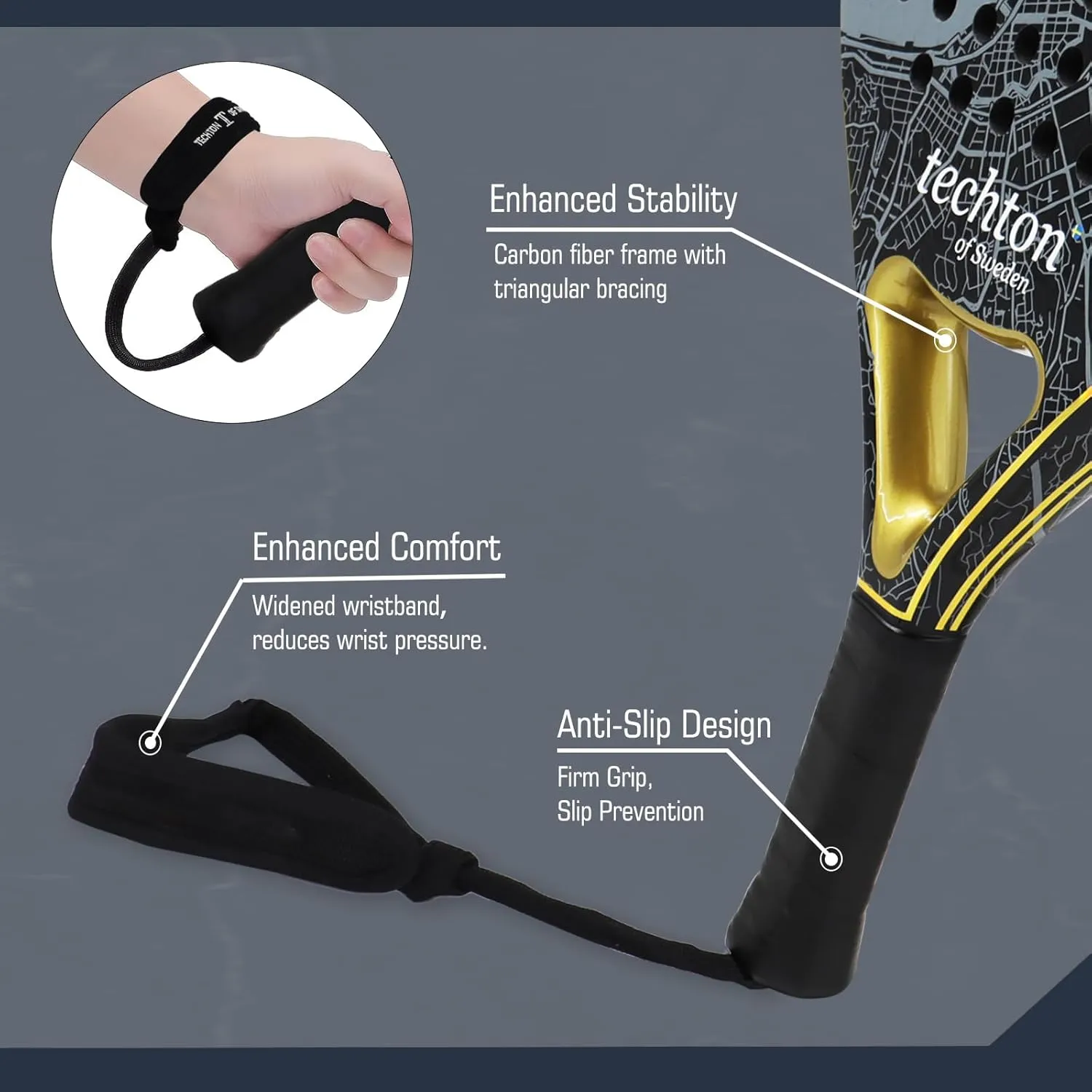 Padel Racket with 3K 12K Carbon Fiber Surface & EVA Memory Foam Core – Lightweight, Well-Balanced Paddle for Beginners and Intermediate Players – Includes Carry Bag