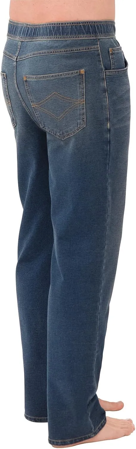 PajamaJeans Mens Pull On Jeans - Elastic Waist Pants Men - Pajama Jeans Denim Straight Leg Sweatpant Jeans Men Pull Up Jeans