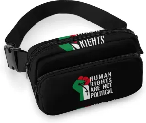 Palestine Flag Human Rights are Not Political Fashion Fanny Pack Belt Bag Crossbody Bags for Women Men Waist Bag with Adjustable Strap