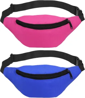 PATIKIL 80s Fanny Pack for Women, 2 Pack Adjustable Waist Bag 90s Fanny Pack for Party, Running, Pink, Sky Blue