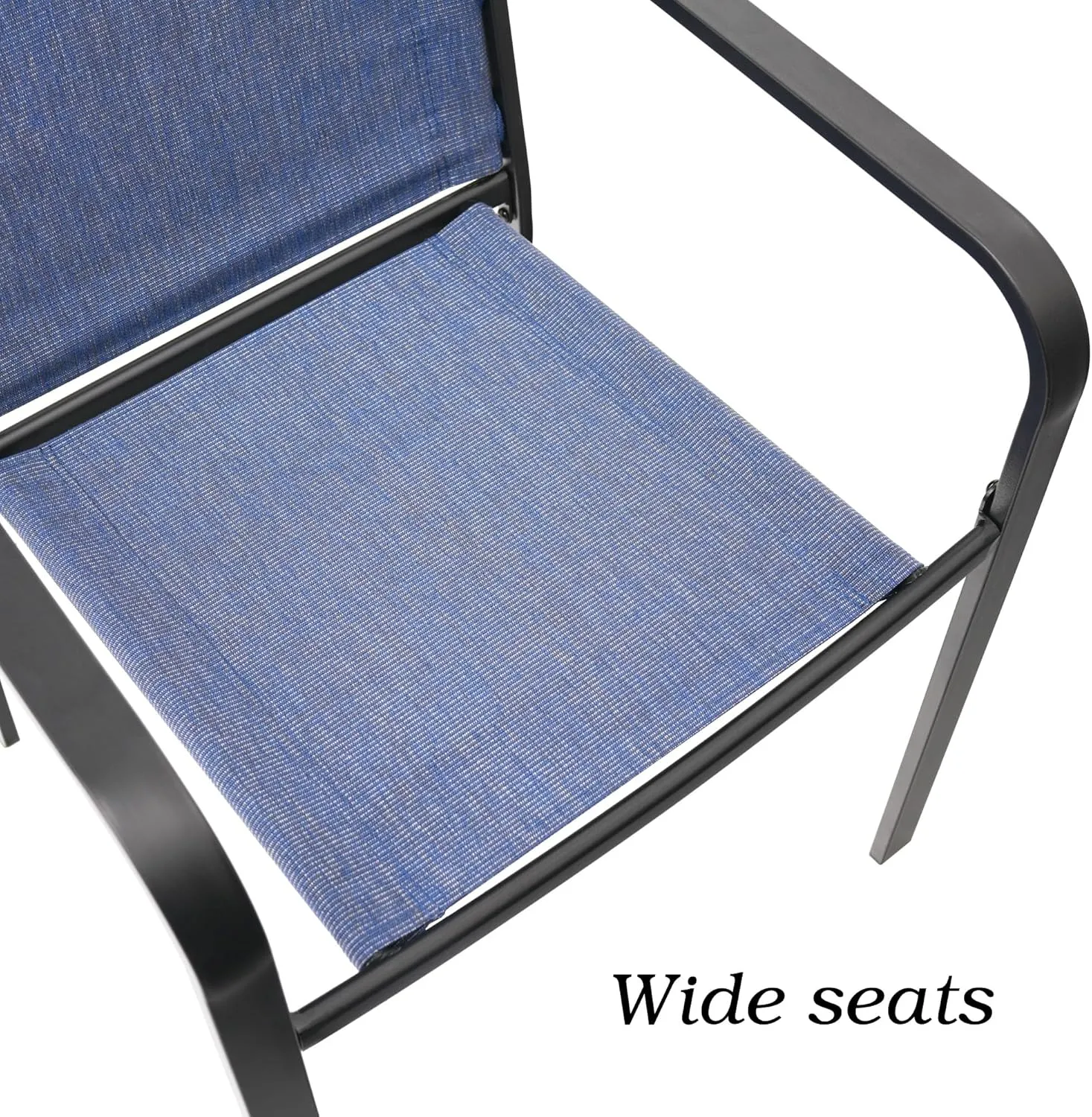 Patio Dining Chairs Set of 2 with Textilene mesh Fabric, Outdoor Space Saving Lawn Chairs for Porch Garden Backyard Poolside Sling Chairs,Blue