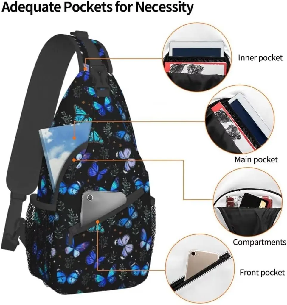 Patterned Sling Bag Crossbody Backpack,Adjustable Chest Bag Casual Shoulder Backpack Travel Hiking Daypack Unisex