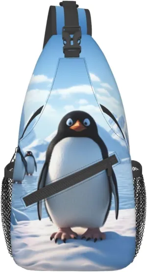 Penguin Antarctica Ice Sling Bag Crossbody Shoulder Backpack Casual Chest Bag Sport Travel Hiking Daypack For Women Men
