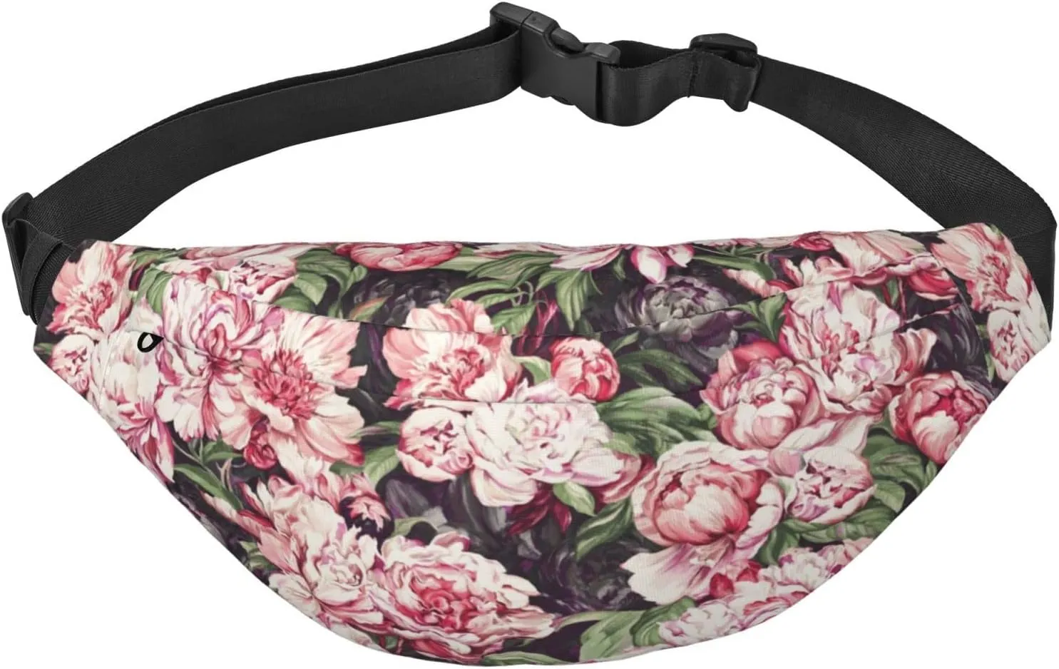 Peony Artwork Hand Drawn Paint_å‰¯æœ¬ Large Crossbody Fanny Pack Belt Bag With 3 Zipper Pockets, Gifts For Sports Festival Workout Traveling Running Casual Hands Free Waist Pack Wallets Phone Bag