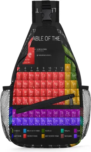 Periodic Table Science Sling Bag for Women Men Chemistry Atomic Crossbody Sling Backpack Casual Shoulder Bag Water Resistant Chest Bag Daypack for Travel Hiking Outdoors