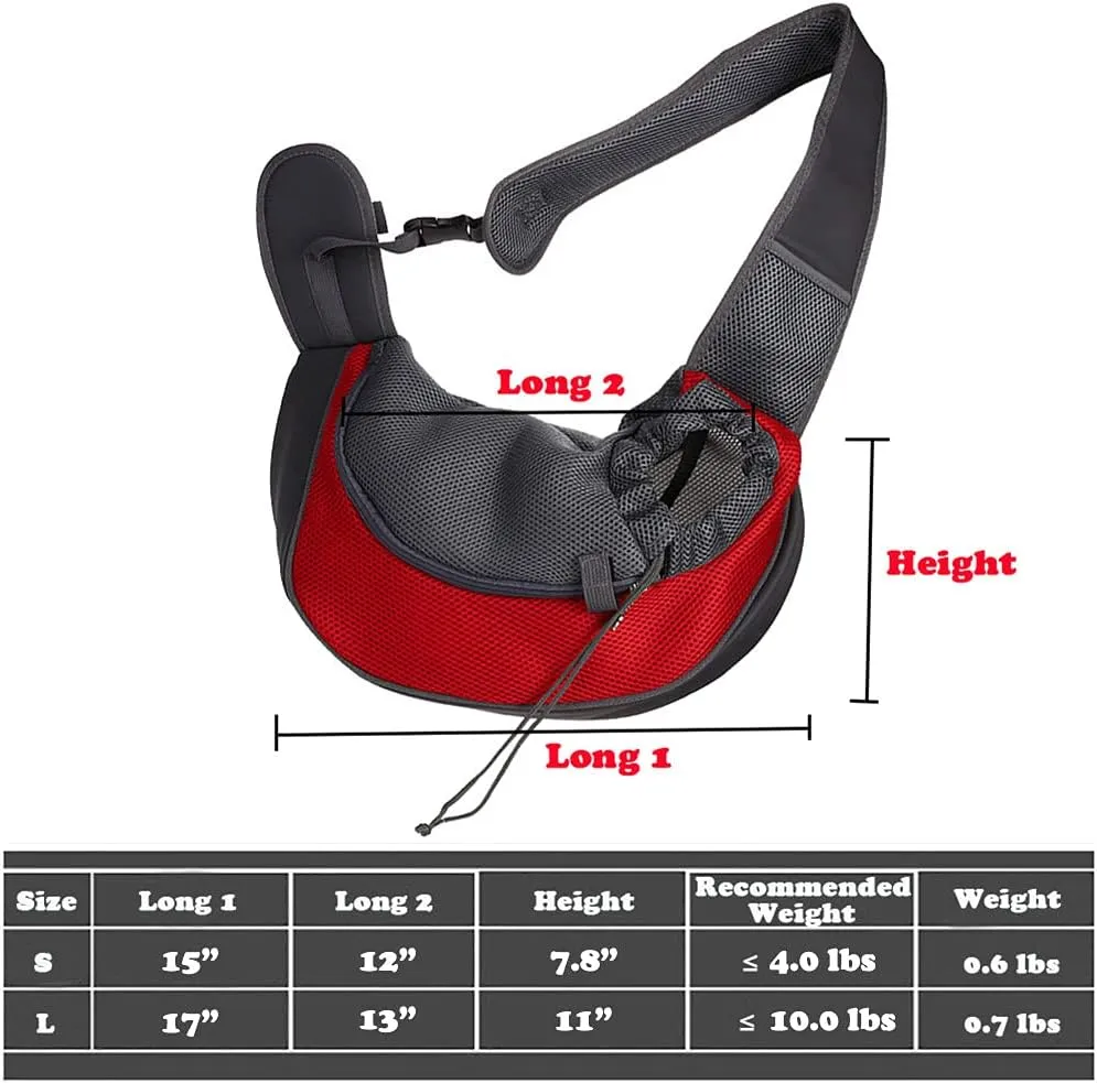 Pet Dog Sling Carrier, Breathable Mesh Portable Travel Safe Pet Sling Shoulder Bag Carrier with Adjustable Non-Slip Shoulder Strap for Small Dogs Cats Puppy