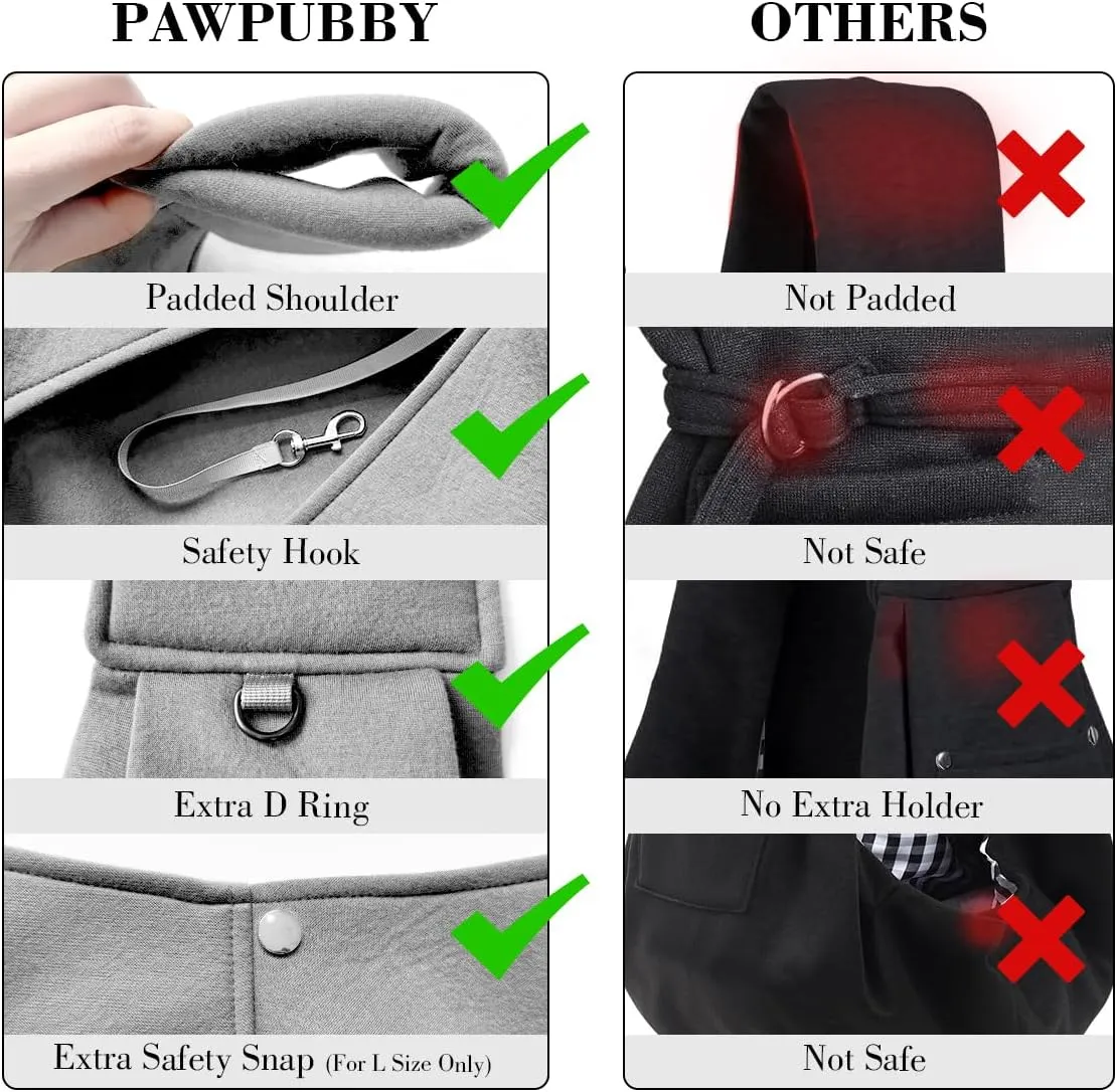 Pet Sling Carrier for Small Dogs & Cats – Hands-Free Crossbody Bag with Safety Buckle, Large Storage Pocket & Adjustable Strap – Soft Breathable Travel Sling for Pets Up to 25 lbs (Light Gray, Large)