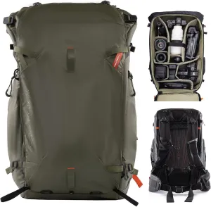PGYTECH OnePro Focux Backpack 35L, Fits DSLR/SLR/Mirrorless Cameras/Lenses and Other Gear, Lightweight Outdoor Hiking Bag for Photography, Travel Bag with Laptop Compartment, Green