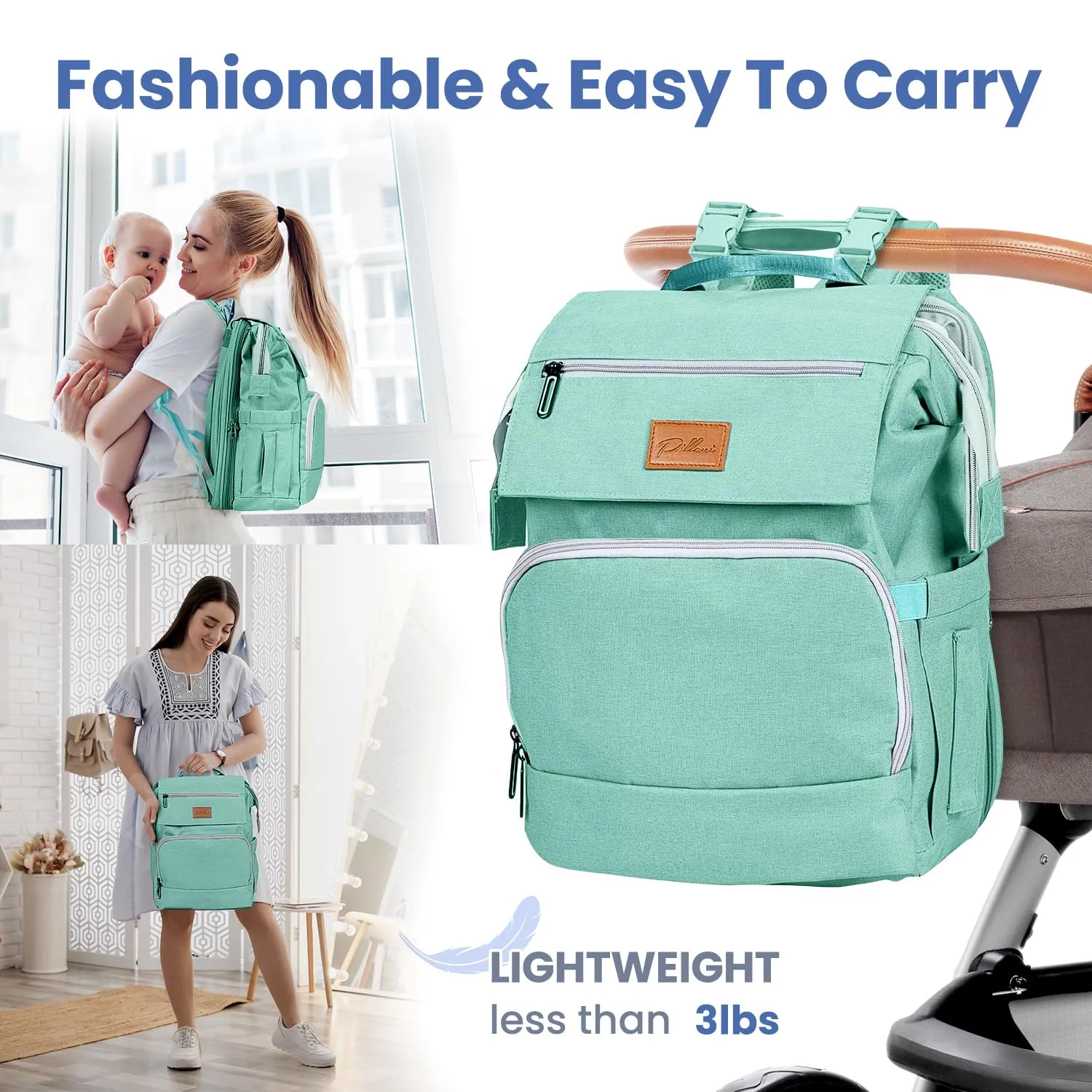 PILLANI Baby Diaper Bag Backpack - Diaper Backpack - Large Bag for Boys & Girls - Waterproof Travel Diaper Bags with Changing Pad - Baby Registry Search & Shower Gifts - Newborn Essentials Must Haves