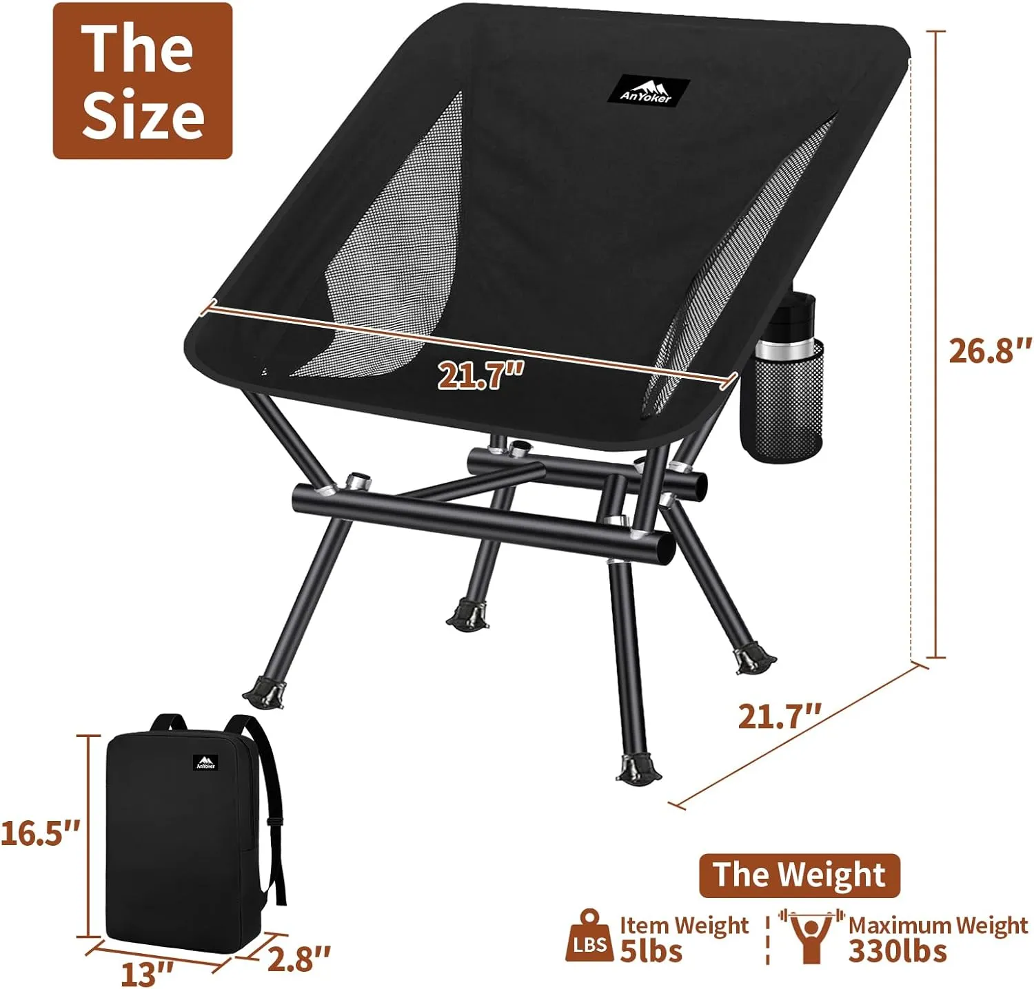 Portable Outdoor Beach Lawn Chair - Compact Lightweight Folding Backpack Hiking Chair 133ZZ-SJB (Green)