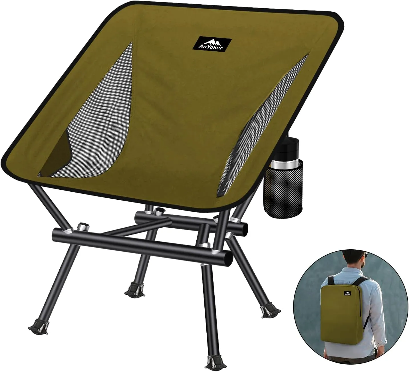 Portable Outdoor Beach Lawn Chair - Compact Lightweight Folding Backpack Hiking Chair 133ZZ-SJB (Green)