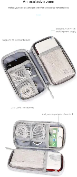 Portable Tech Accessories Organizer – Travel Cable, Charger, and Gadget Storage Carrying Case Navy Blue, Black and Grey (Light Gray)