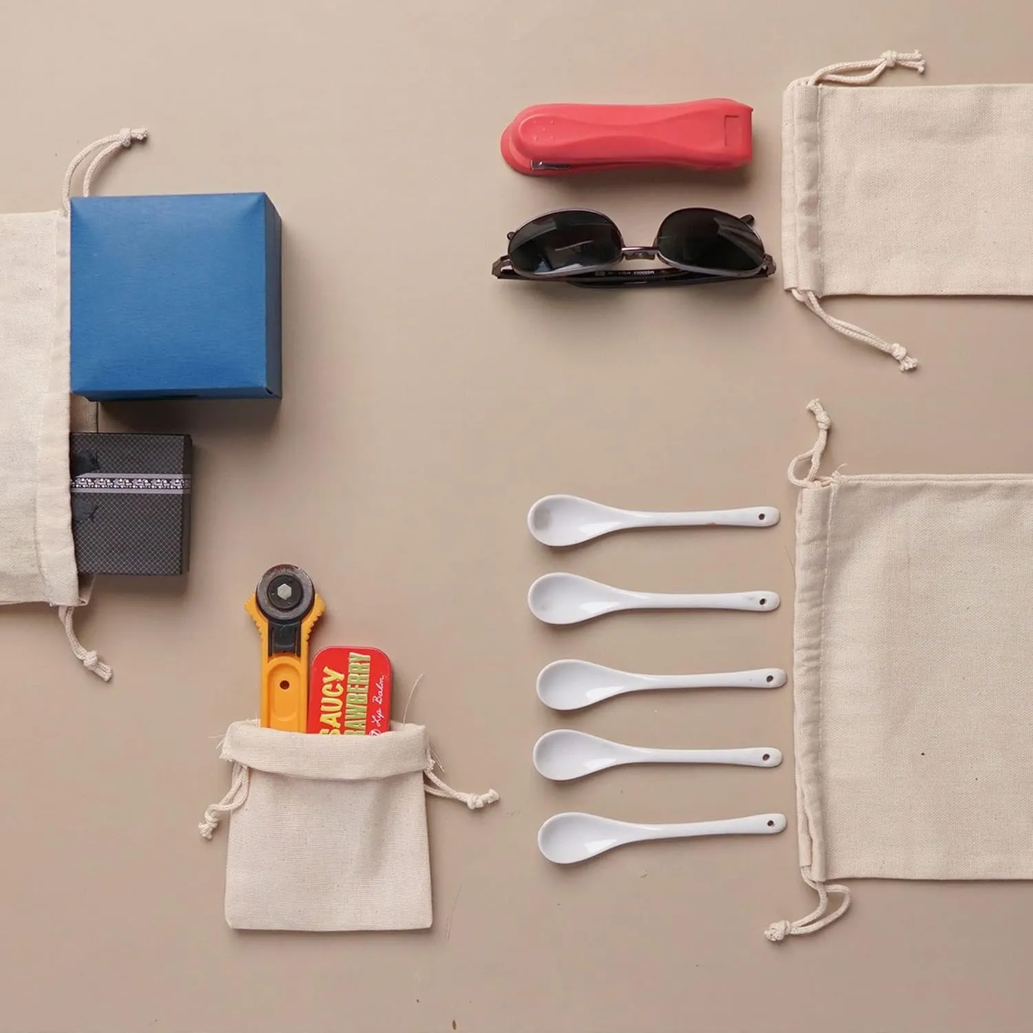 Premium Cotton Canvas Muslin Bag. Double Drawstring. Reusable Natural Eco Friendly Muslin Storage Bags. Pack of 25 (8 x 10 Inches)