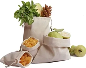 Premium Cotton Canvas Muslin Bag. Double Drawstring. Reusable Natural Eco Friendly Muslin Storage Bags. Pack of 25 (8 x 10 Inches)