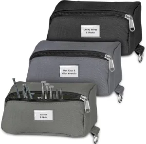 Premium Small Tool Pouch Bags with Zipper YKK Durability - Heavy Duty - Anti Tear - Water-Resistant - Name Tags, Multipurpose Small Tool Bags, 3 Colors (3.5" X 6.5")