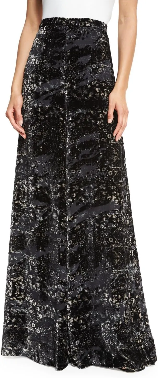 Psycho Velvet Wide-Leg Pants, Burnout Black, 10