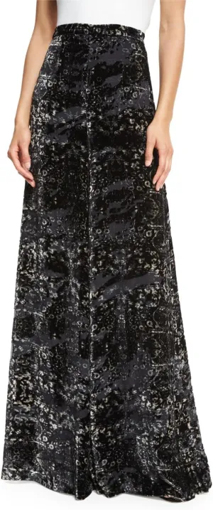 Psycho Velvet Wide-Leg Pants, Burnout Black, 10