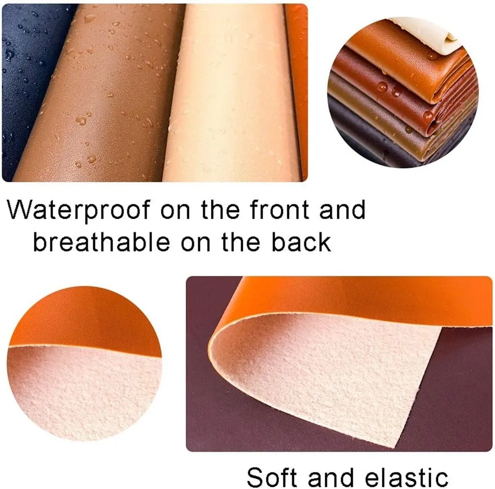 PU Fabric Leather, 1.1mm Thick Faux Synthetic Material Sheets for Upholstery Crafts, DIY Sewings, Sofa, Handbag(Oranje,1.5X3.28yd)