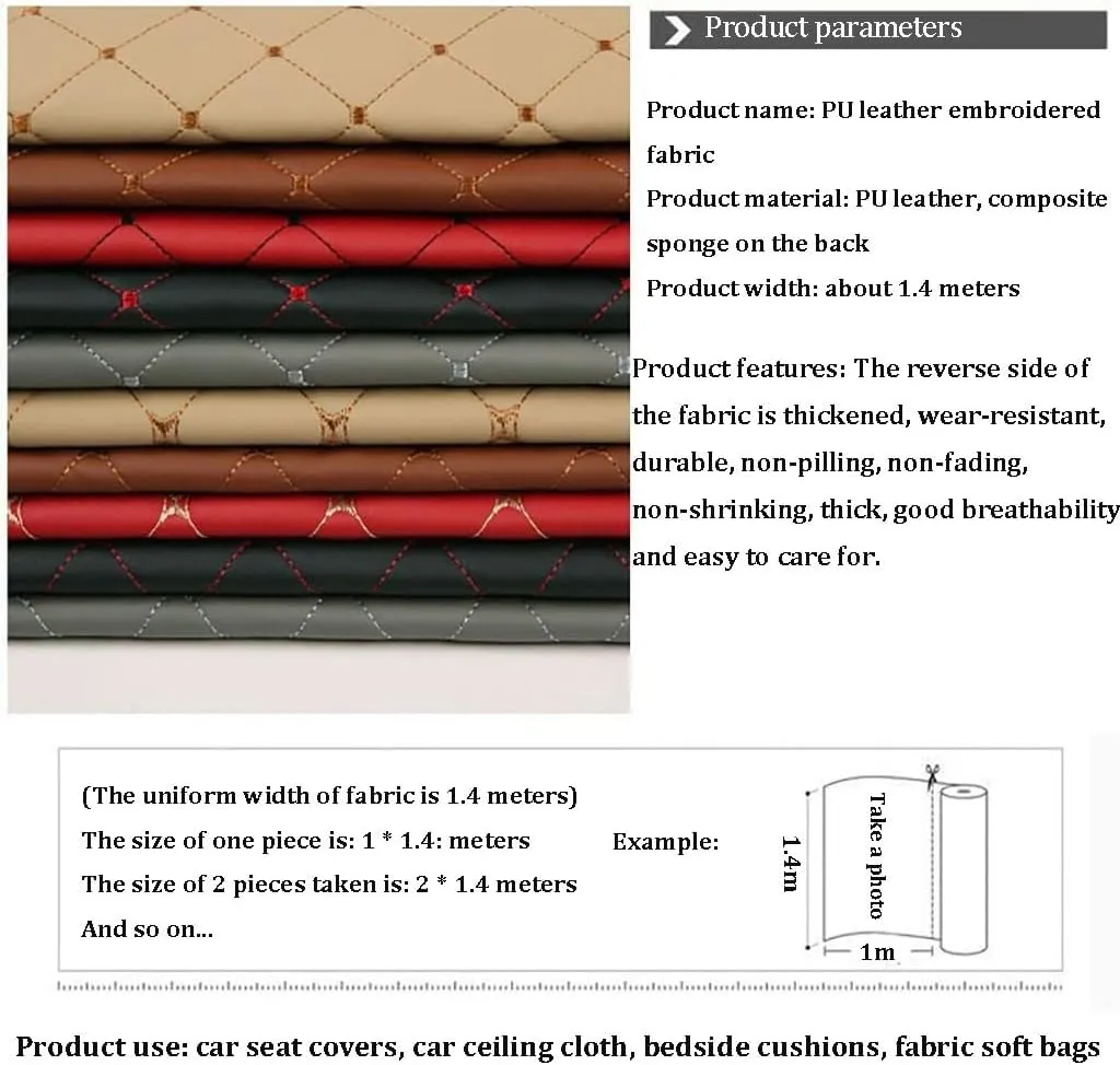 PU Fabric Leather Sheets Wear-Resistant and Elastic Soft for Upholstery Crafts, DIY Sewings, Sofa, Handbag, Hair Bows(Black,1.4X3m)