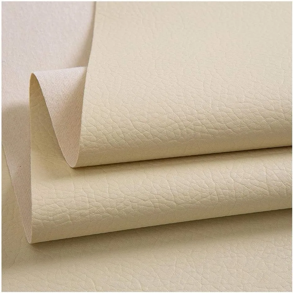 PU Fabric Leather140 X 100 cm, Leatherette Faux Leather Upholstery Crafts DIY Sewings Sofa Handbag Car Seat Hair Bows Decorations(Off-White,1.4X3m)