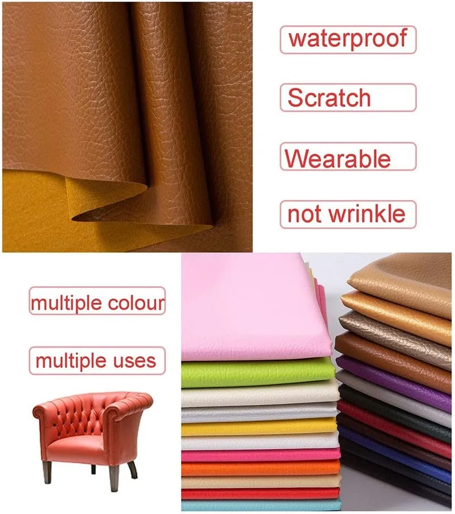 PU Fabric Leather140 X 100 cm, Leatherette Faux Leather Upholstery Crafts DIY Sewings Sofa Handbag Car Seat Hair Bows Decorations(Off-White,1.4X3m)