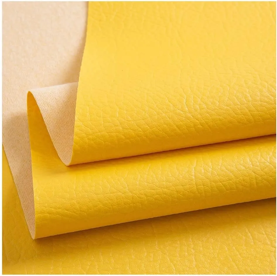 PU Fabric Leather140 X 100 cm, Leatherette Faux Leather Upholstery Crafts DIY Sewings Sofa Handbag Car Seat Hair Bows Decorations(Yellow,1.4X3m)