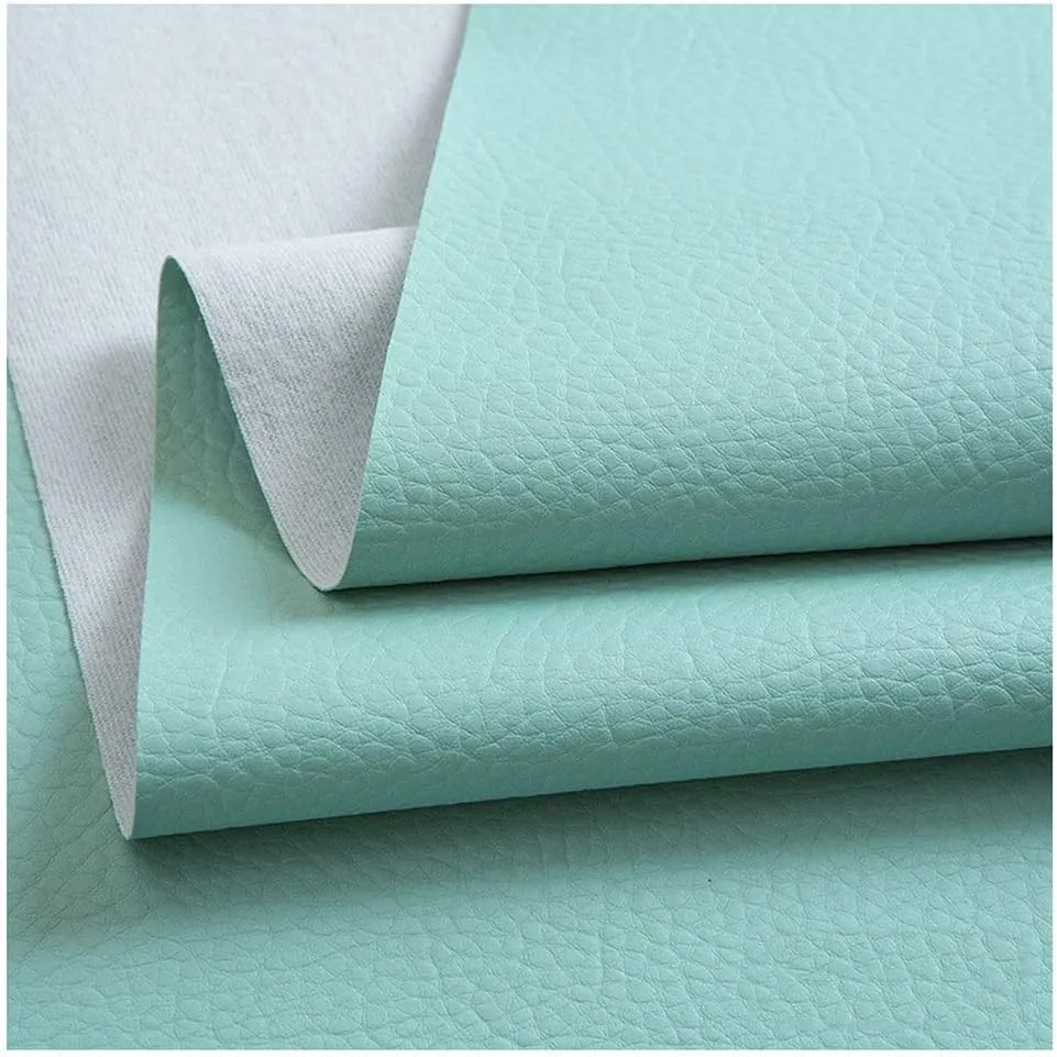 PU Fabric Leather140 X 100 cm, Leatherette Faux Upholstery Crafts DIY Sewings Sofa Handbag Car Seat Hair Bows Decorations(Light Green,1.4X10m)