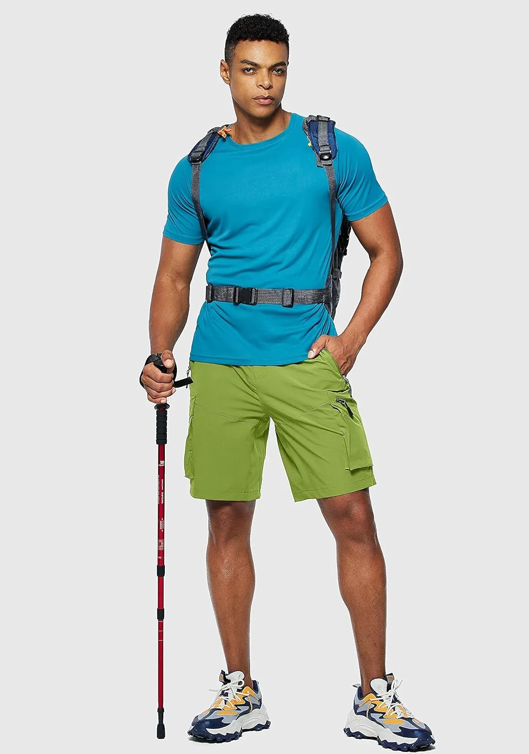 Pudolla Men's Hiking Cargo Shorts Quick Dry Outdoor Travel Shorts for Men with Multi Pocket for Fishing Camping Casual