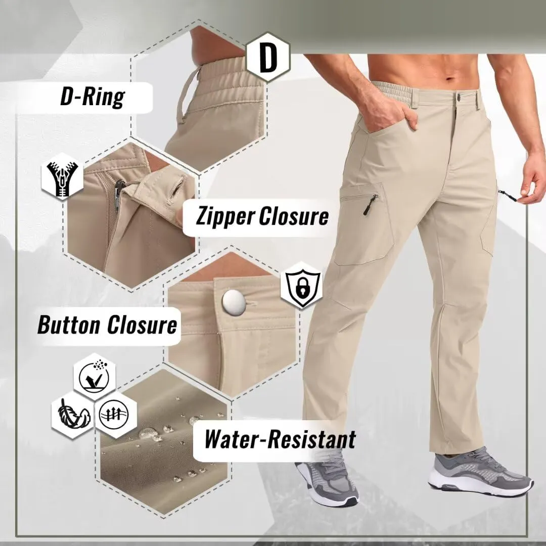 Pudolla Men's Lightweight Hiking Pants with 7 Pockets Quick Dry Water Resistant Fishing Travel Pants