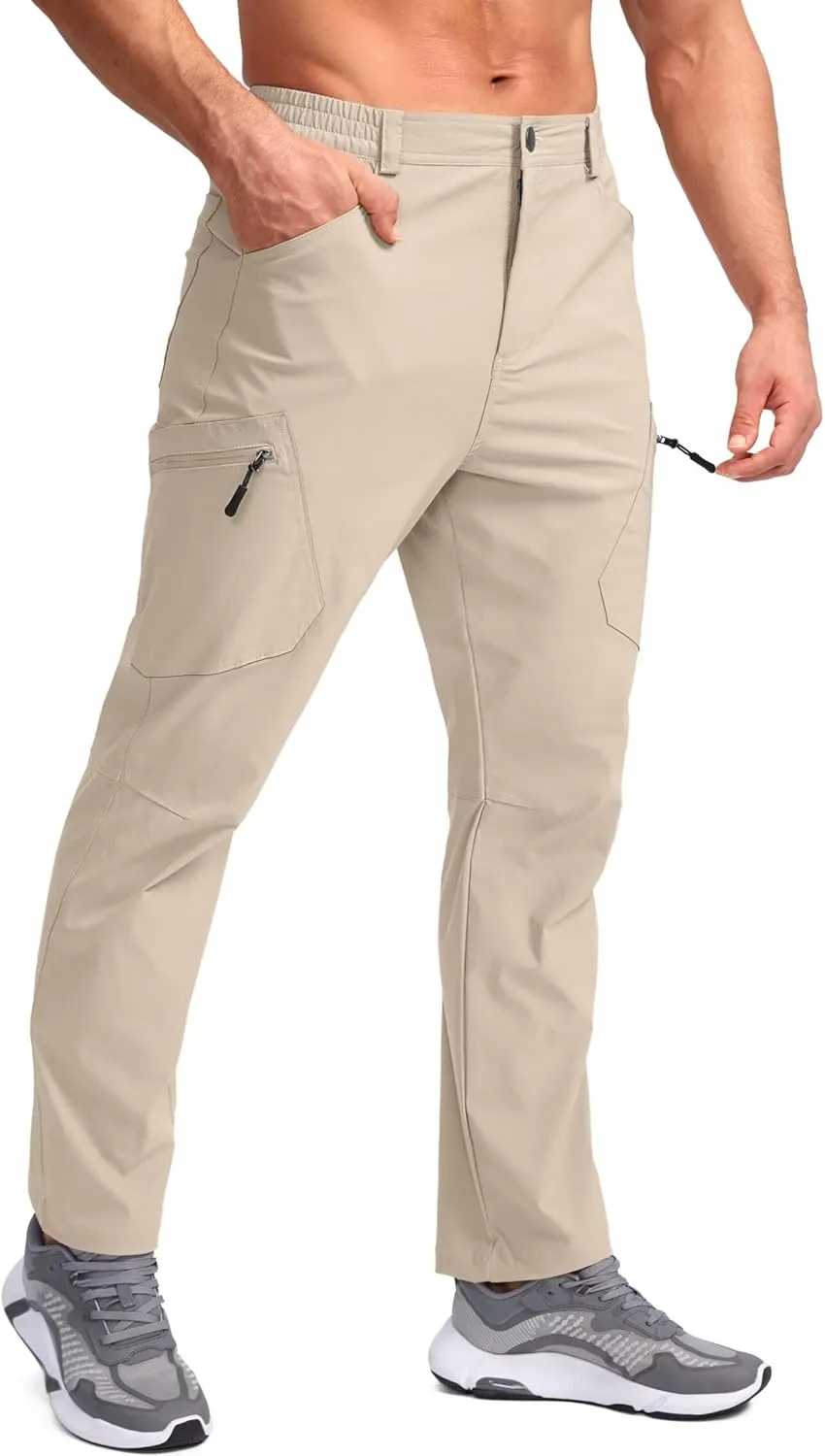 Pudolla Men's Lightweight Hiking Pants with 7 Pockets Quick Dry Water Resistant Fishing Travel Pants