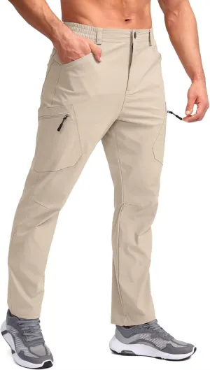 Pudolla Men's Lightweight Hiking Pants with 7 Pockets Quick Dry Water Resistant Fishing Travel Pants