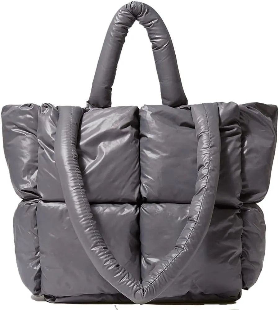 Puffer Shoulder Bag for Women Mini Down Satchel Hobo Bag Quilted Tote Bag Chic Purses 2024
