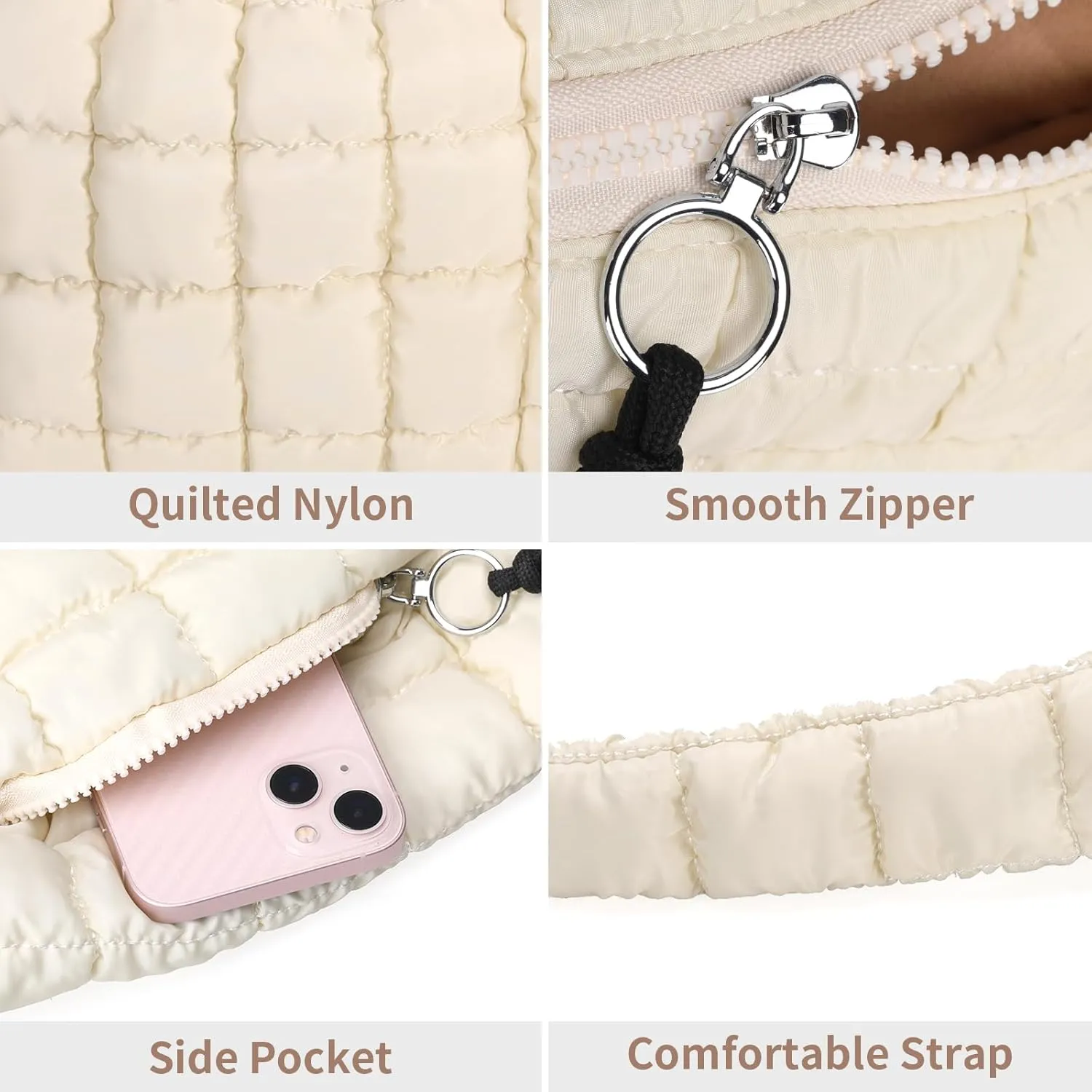 Puffer Tote Bag for Women - Large Quilted Crossbody Handbag - Lightweight Shoulder Hobo Bag - Soft Puffy Carryall