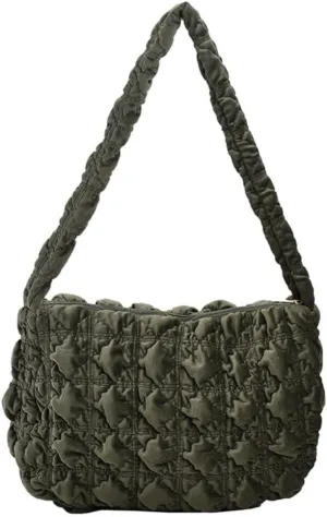 Puffer Tote Bag for Women Quilted Crossbody Bag Puff Shoulder Bag Puffy Purse Lightweight Velvet Bubble Hobo Handbag