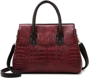 Purses and Handbags for Women Crocodile Pattern Tote Leather Top-Handle Satchel