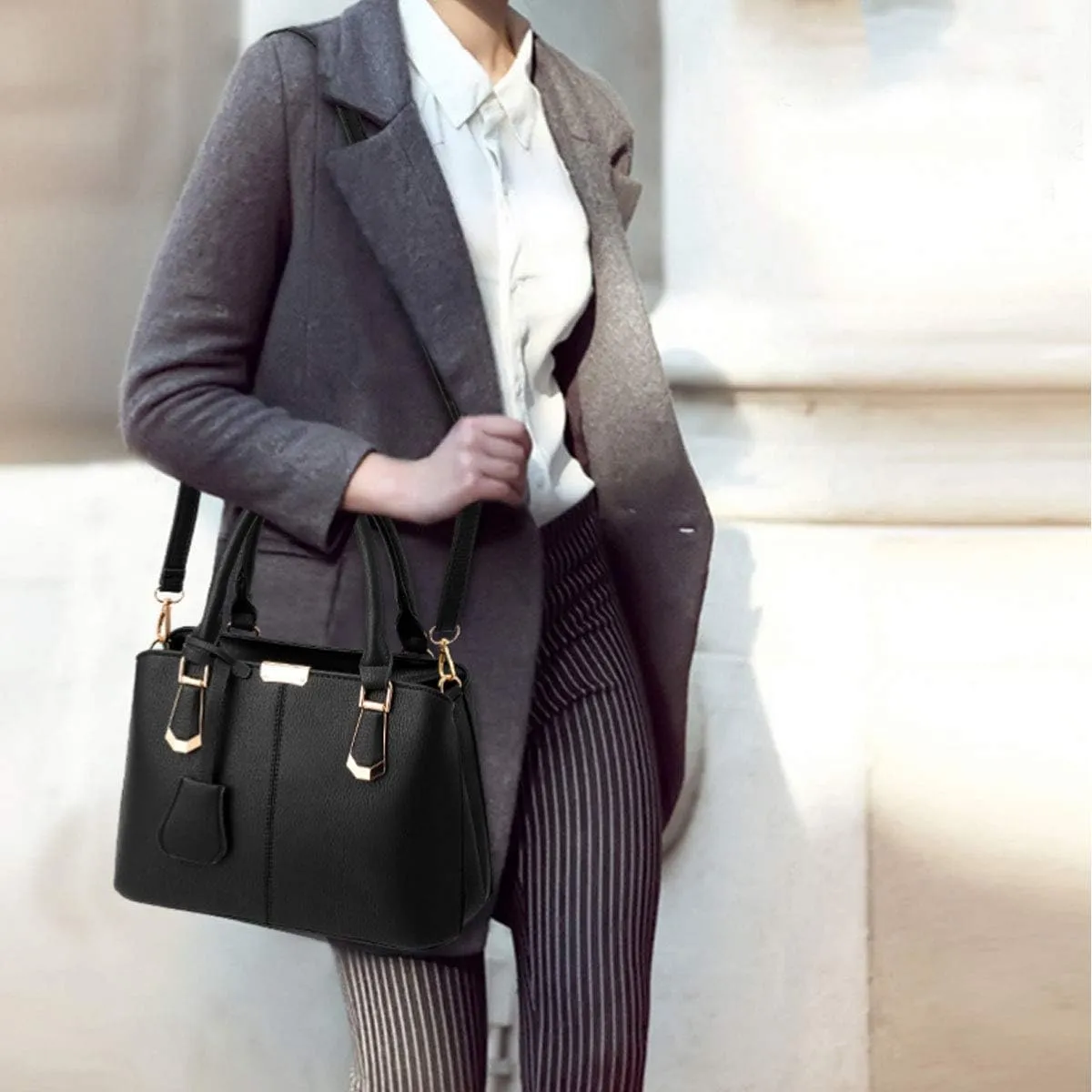 Purses and Handbags for Women Fashion Ladies PU Leather Top Handle Satchel Shoulder Tote Bags Light Blue